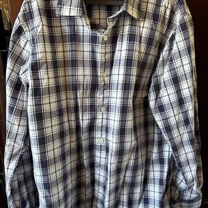 Michael Kors Navy and White Plaid Button Down Shirt